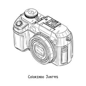 Desenho para colorir de uma camera digital realista
