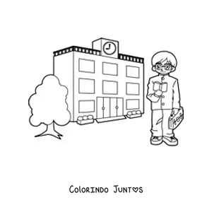 Desenho para colorir de um professor na escola