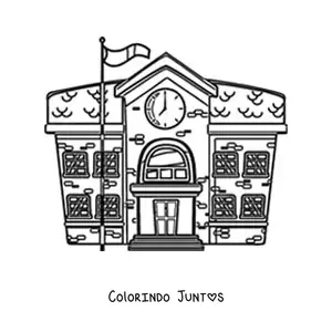 Desenho para colorir de uma escola grande
