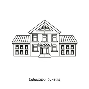 Desenho para colorir de um colegio grande