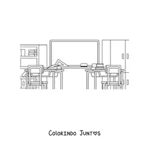 Desenho para colorir de uma sala de aula