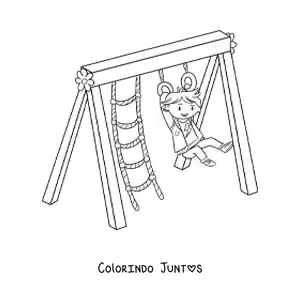 Desenho para colorir de um menino no parque