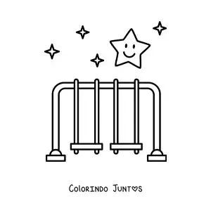 Desenho para colorir de dois balanços com uma estrela kawaii