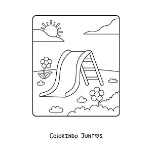 Desenho para colorir de um escorregador em parquinho infantil