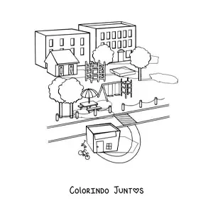 Desenho para colorir de um parquinho de uma escola