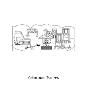 Desenho para colorir de um parquinho