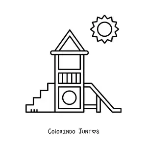 Desenho para colorir de um parquinho simples