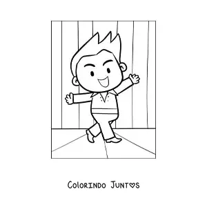 Desenho para colorir de uma cantora kawaii no palco