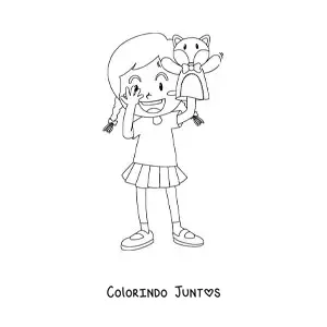 Desenho para colorir de uma menina com fantoche