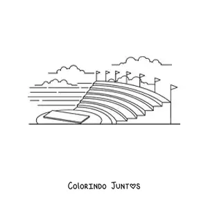 Desenho para colorir da estrutura de um teatro grego