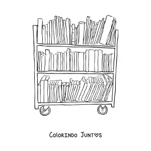 Desenho para colorir de uma estante da biblioteca
