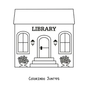 Desenho para colorir de uma biblioteca