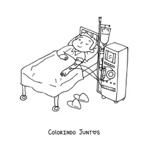 Desenho para colorir de um paciente hospitalizado
