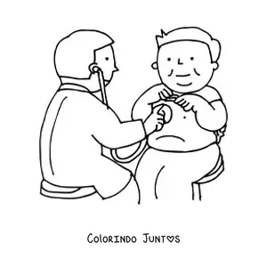 Desenho para colorir de um médico examinando um paciente