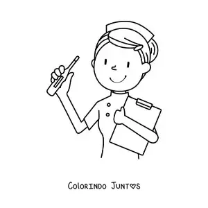 Desenho para colorir de uma enfermeira kawaii
