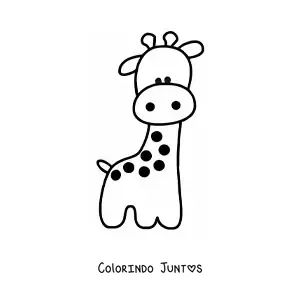 Desenho para colorir de uma girafa kawaii animada