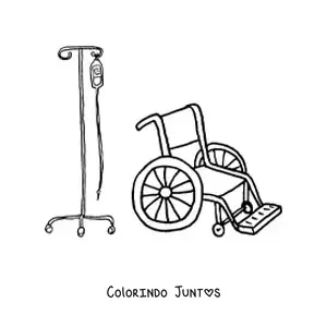 Desenho para colorir de uma cadeira de rodas do hospital
