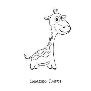 Desenho para colorir de uma girafa animada sorridente