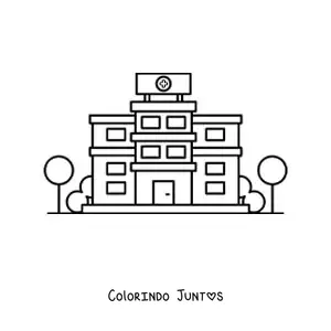 Desenho para colorir de um hospital animado