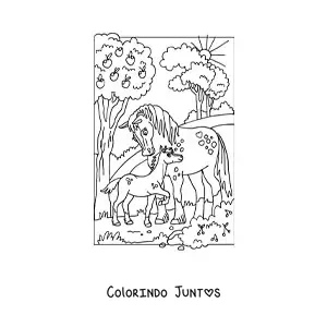 Desenho para colorir de dois cavalos animados