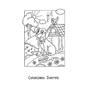 Desenho para colorir de um cachorro animado na fazenda