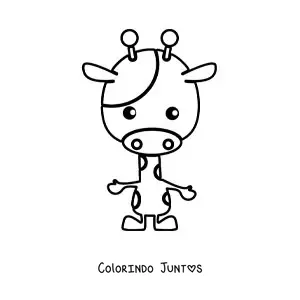 Desenho para colorir de uma girafa animada em duas patas de frente