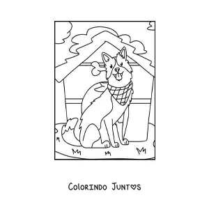 Desenho para colorir de um cachorro na fazenda