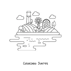 Desenho para colorir de uma fazenda