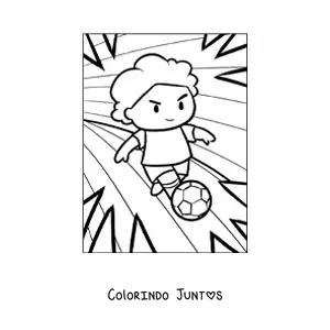 Desenho para colorir de um menino jogando futebol