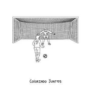 Desenho para colorir de uma partida de futebol