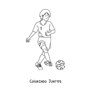 Desenho para colorir de uma pessoa jogando futebol