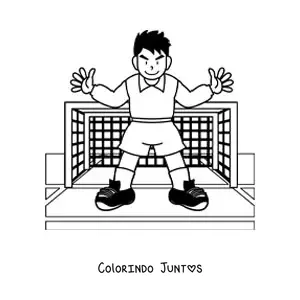 Desenho para colorir de um goleiro de frente no gol