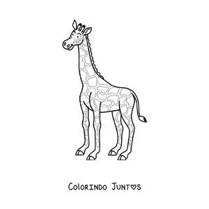 Desenho para colorir de uma girafa olhando para a esquerda