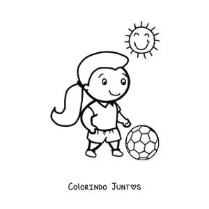 Desenho para colorir de uma menina jogadora de futebol kawaii