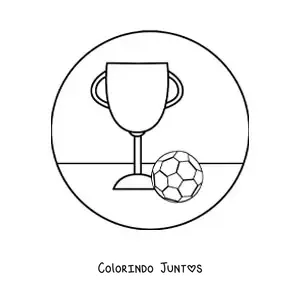 Desenho para colorir de uma bola e um troféu de futebol