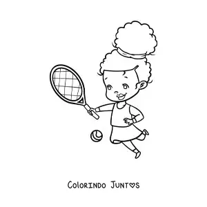 Desenho para colorir de uma menina kawaii jogando tênis