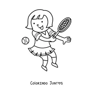 Desenho para colorir de uma menina tenista kawaii