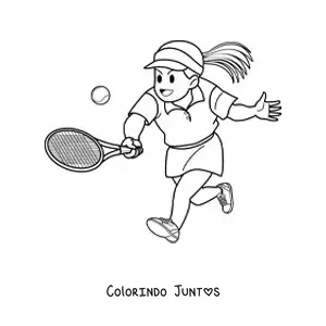 Desenho para colorir de uma garota jogando tênis