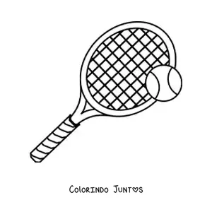 Desenho para colorir de uma raquete e uma bola de tênis