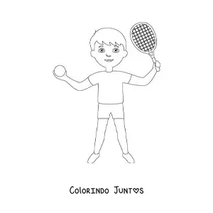 Desenho para colorir de um menino tenista