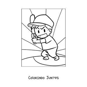 Desenho para colorir de um jogador de beisebol com taco