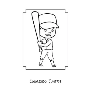 Desenho para colorir de um menino rebatedor kawaii