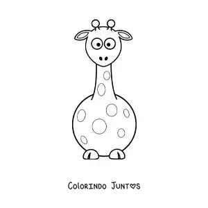 Desenho para colorir de uma girafa animada sentada de frente