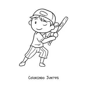 Desenho para colorir de um jogador de beisebol rebatendo