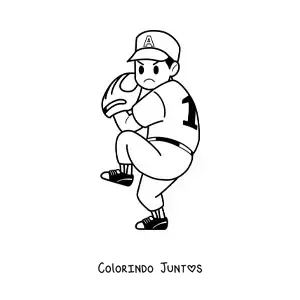 Desenho para colorir de um jogador de beisebol com uma luva