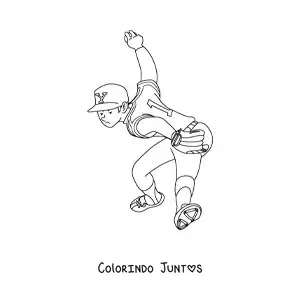 Desenho para colorir de um jogador de beisebol lançando a bola