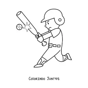 Desenho para colorir de um jogador de beisebol rebatendo a bola
