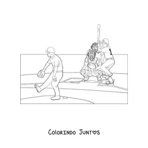 Desenho para colorir de uma partida de beisebol
