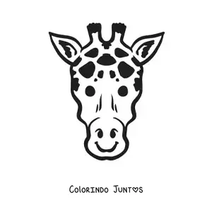 Desenho para colorir do rosto de uma girafa sorridente