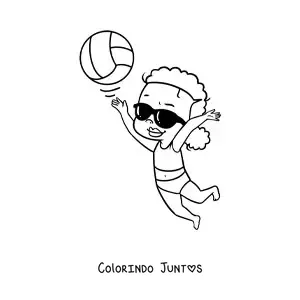 Desenho para colorir de um saque de vôlei de praia